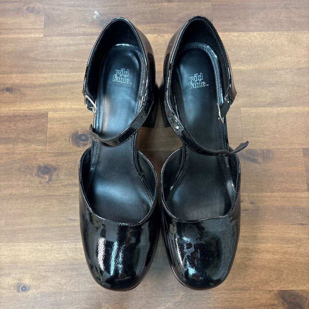 Wild Fable Black Patent Leather Platform Mary Jane Heels 9.5