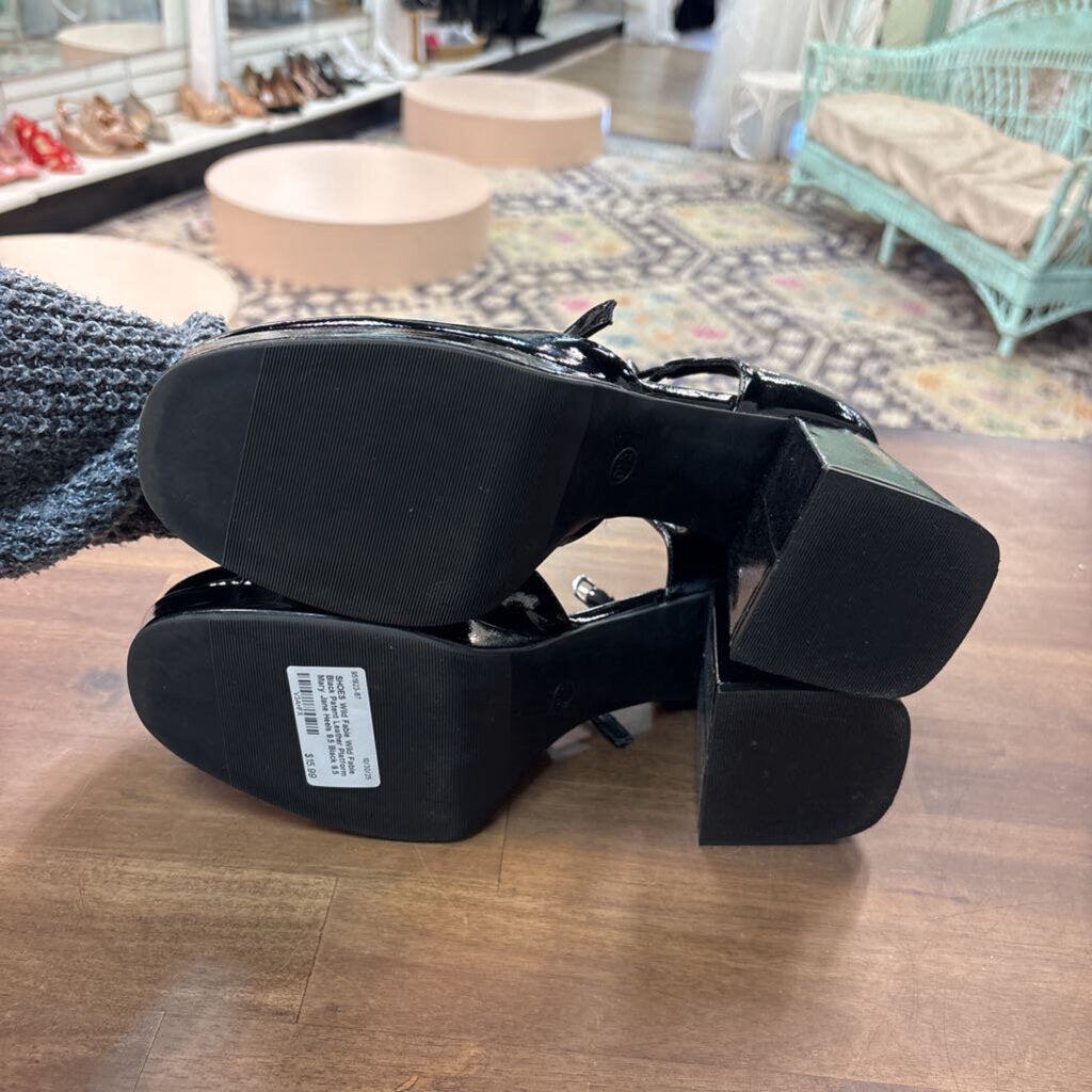 Wild Fable Black Patent Leather Platform Mary Jane Heels 9.5