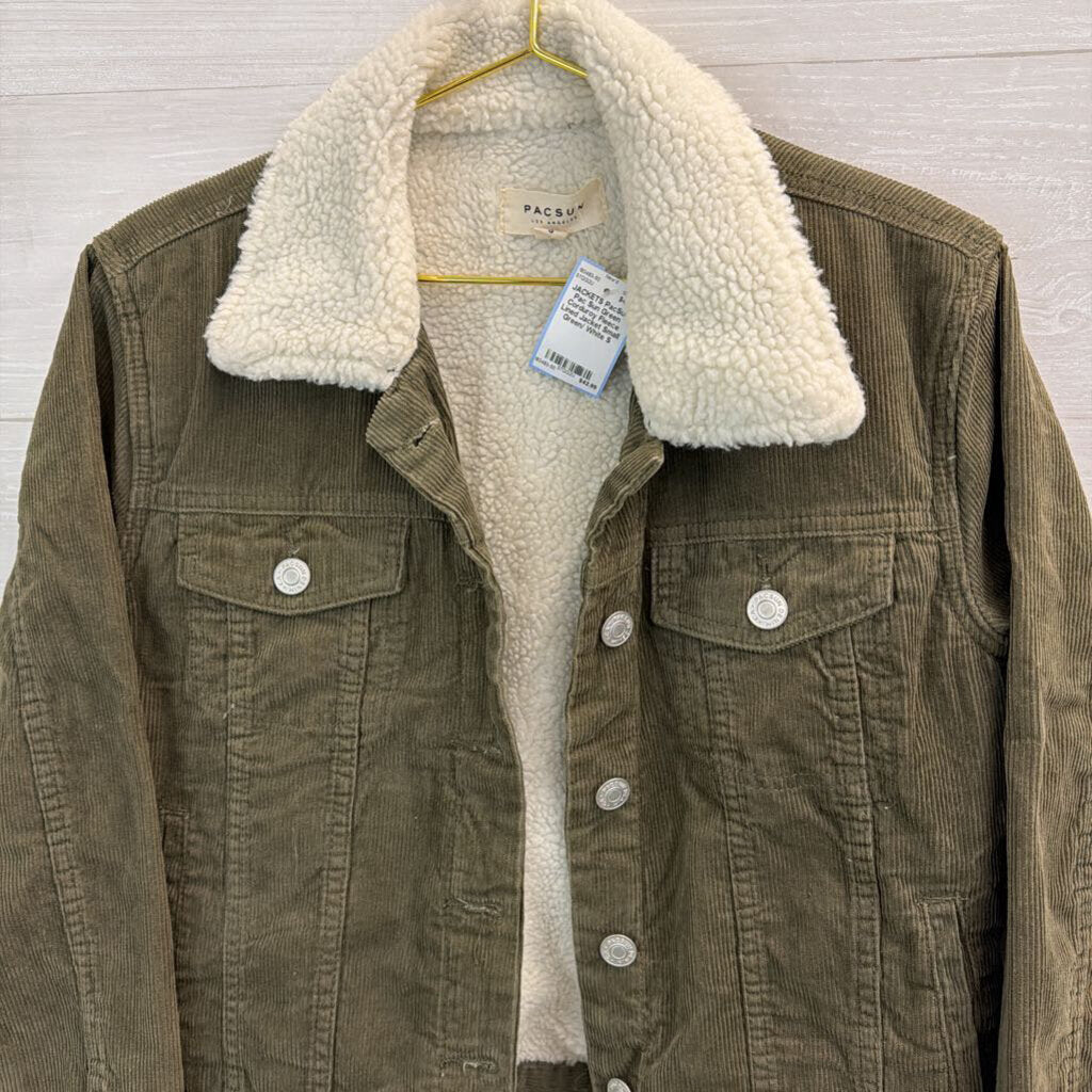 Pac Sun Green Corduroy Fleece Lined Jacket Small