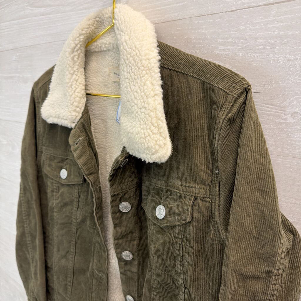 Pac Sun Green Corduroy Fleece Lined Jacket Small