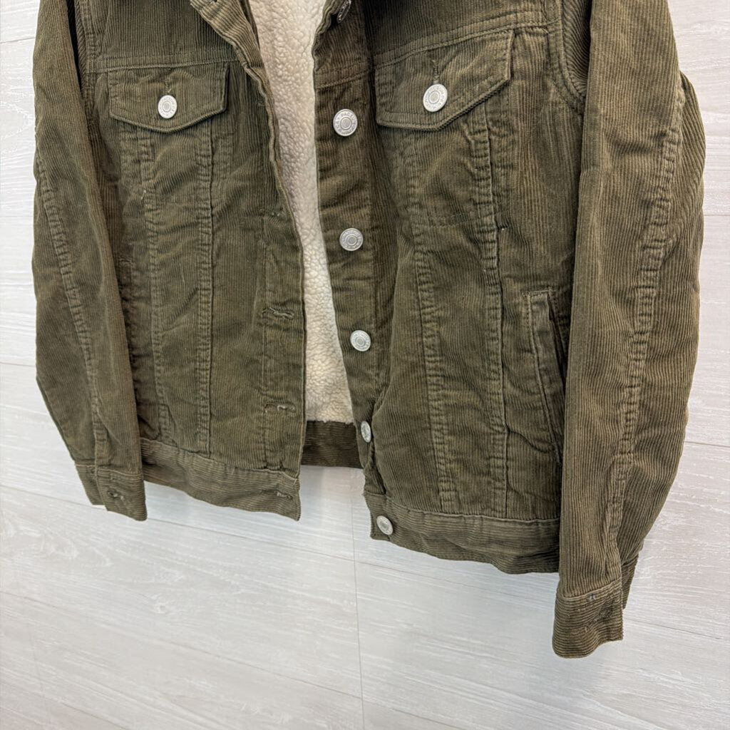 Pac Sun Green Corduroy Fleece Lined Jacket Small
