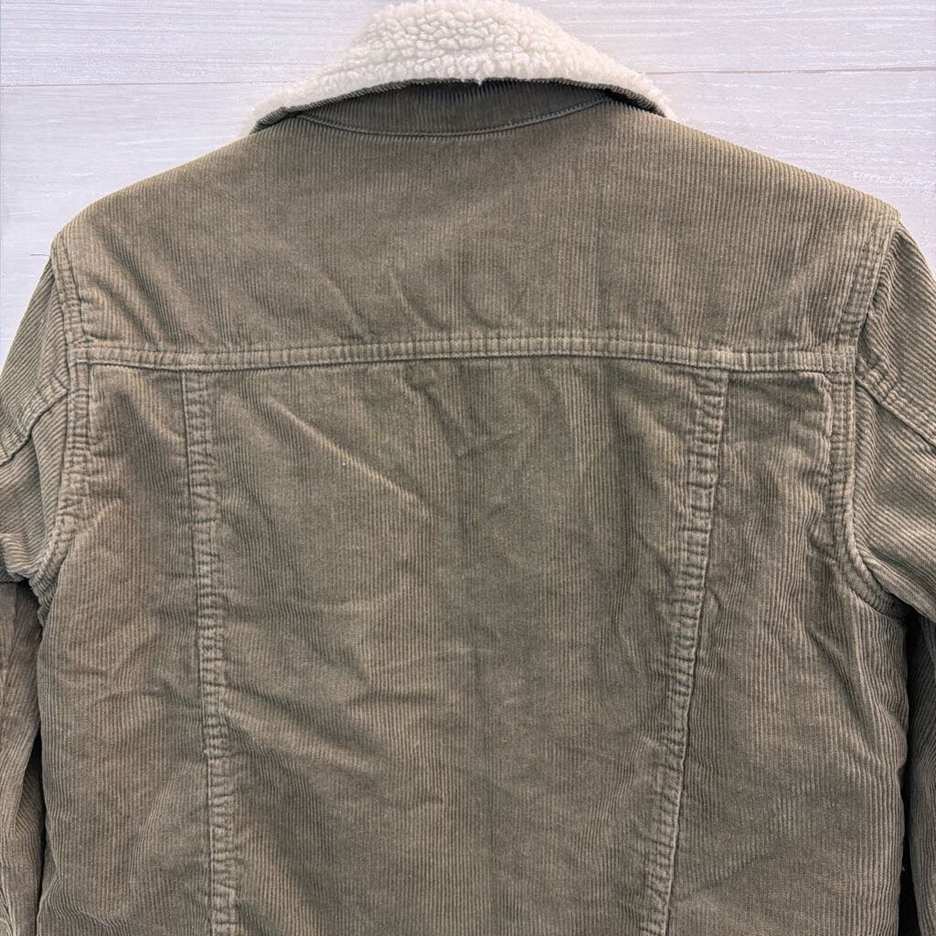 Pac Sun Green Corduroy Fleece Lined Jacket Small