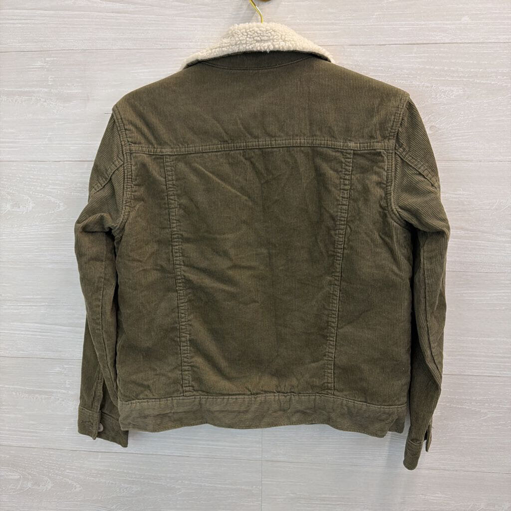 Pac Sun Green Corduroy Fleece Lined Jacket Small