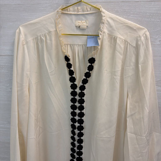 Kate Spade White/ Black Floral Lace Long Sleeve Top Medium