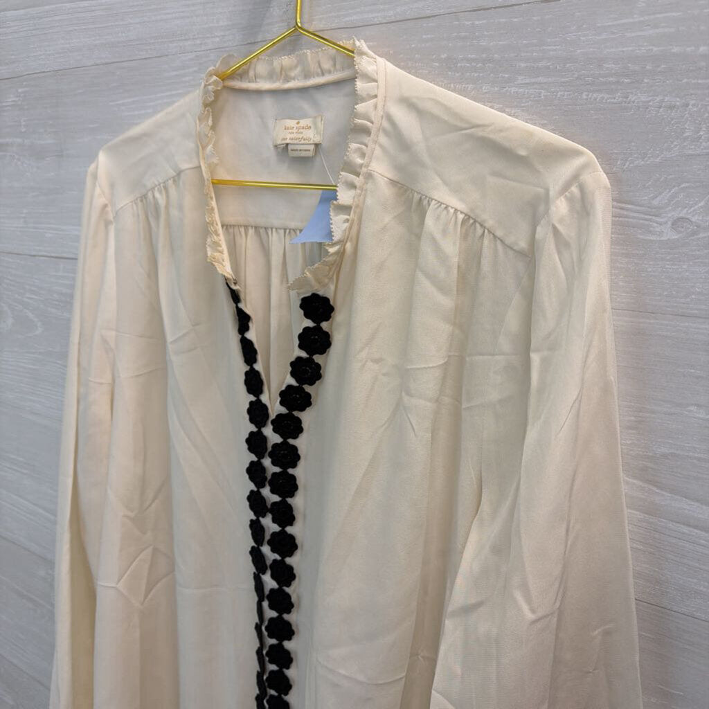 Kate Spade White/ Black Floral Lace Long Sleeve Top Medium