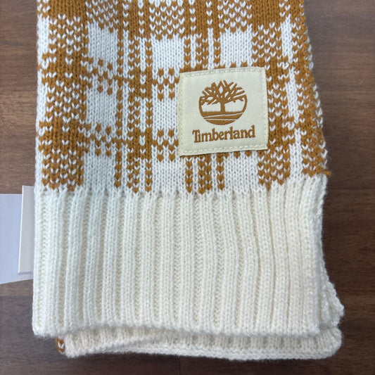 Timberland Brown/ White Print Knit Scarf