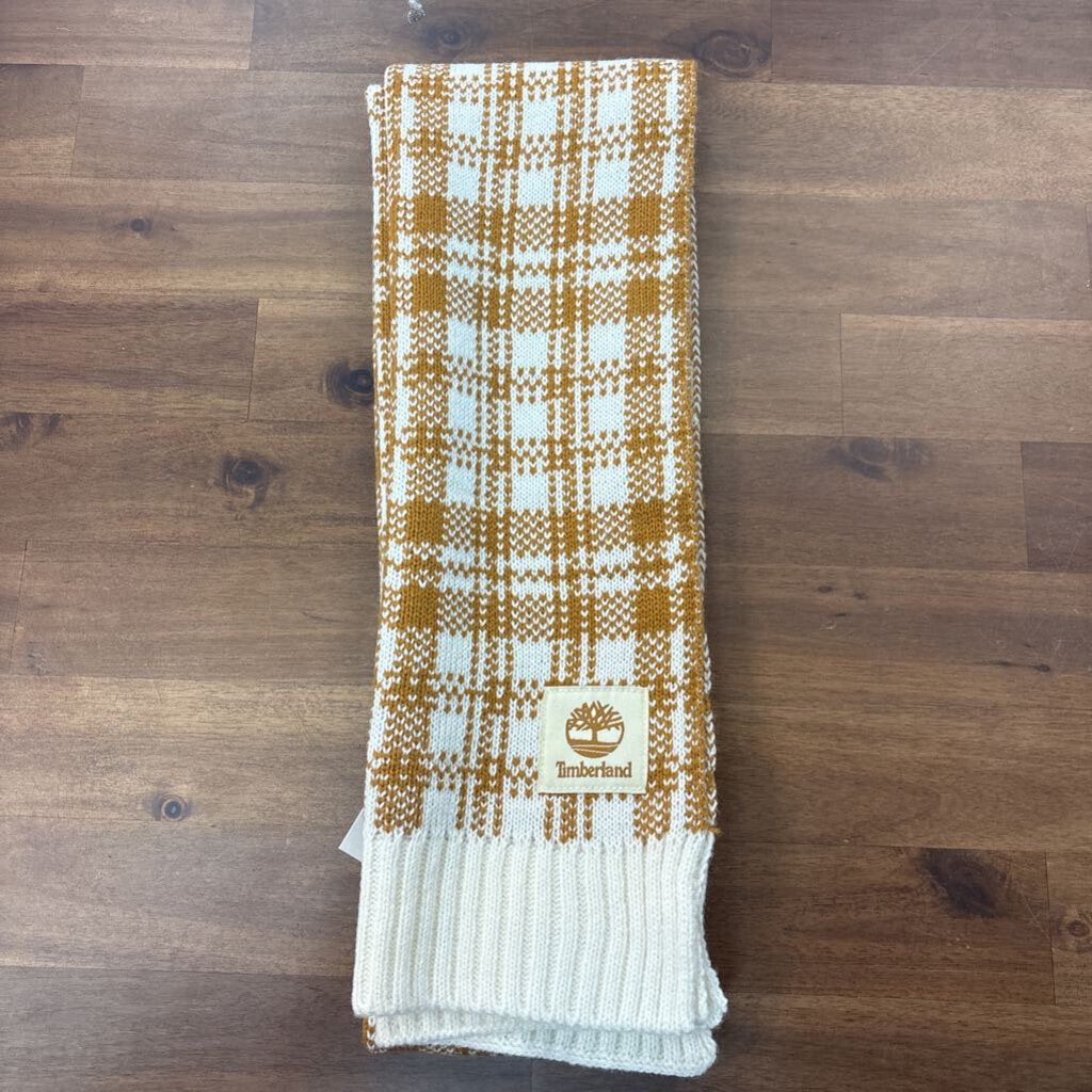 Timberland Brown/ White Print Knit Scarf