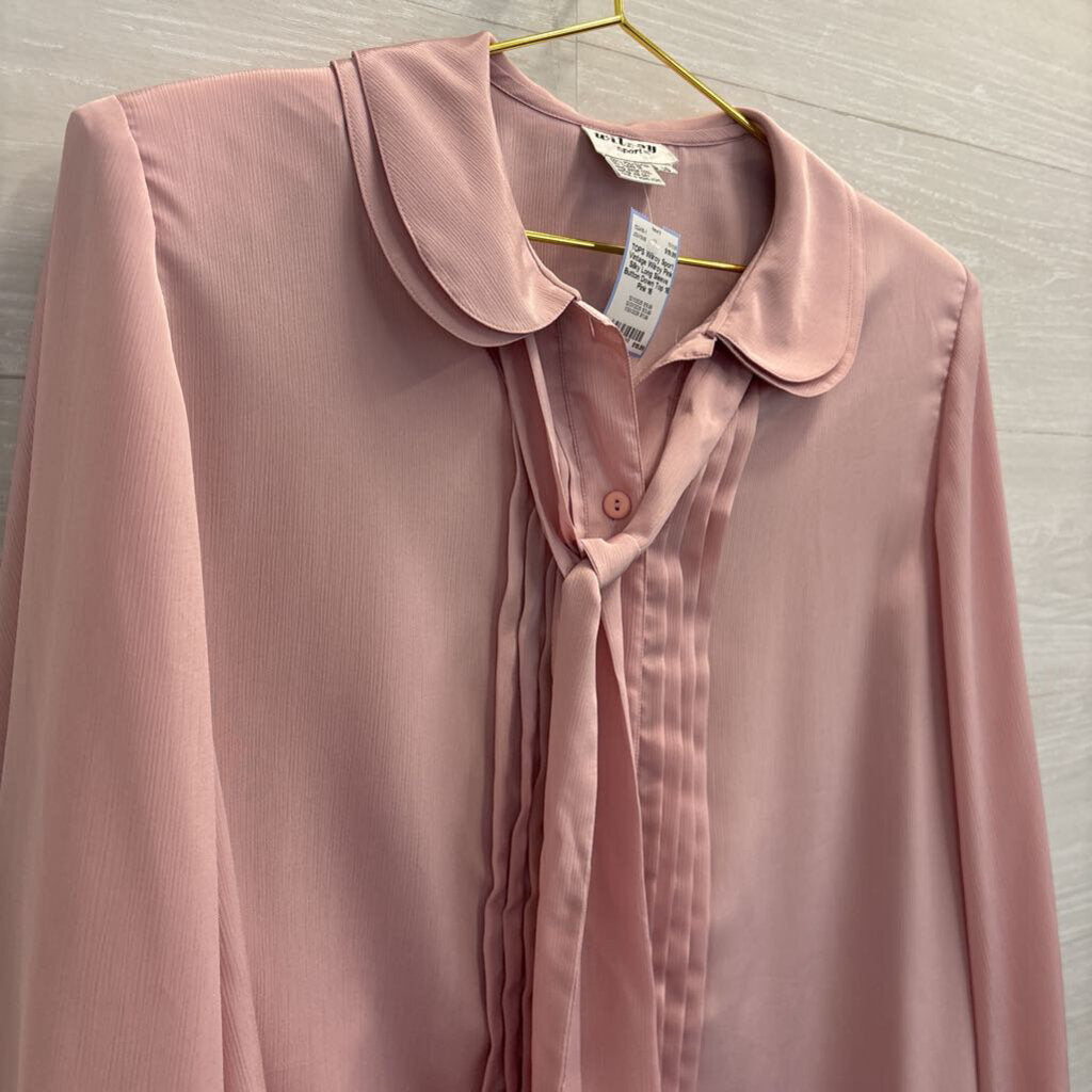 Vintage Wilroy Pink Silky Long Sleeve Button Down Top 16