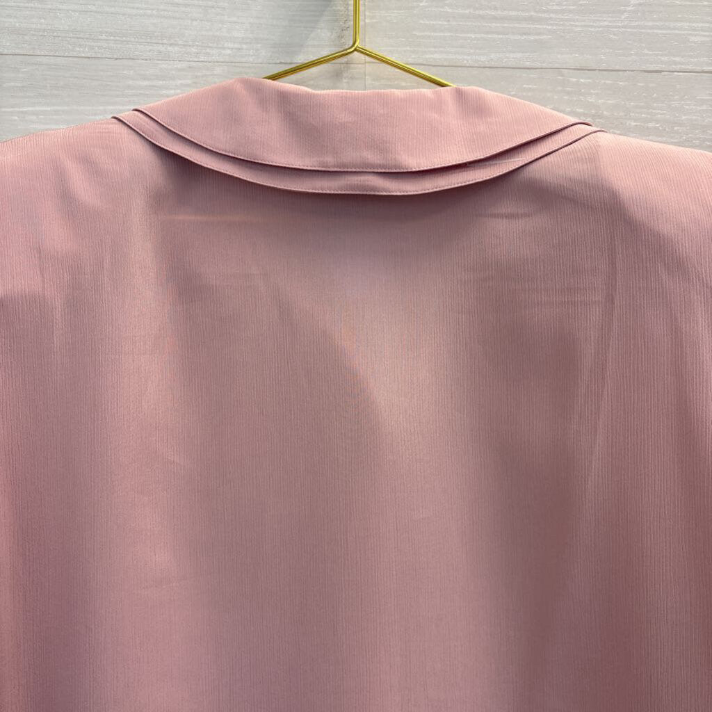 Vintage Wilroy Pink Silky Long Sleeve Button Down Top 16