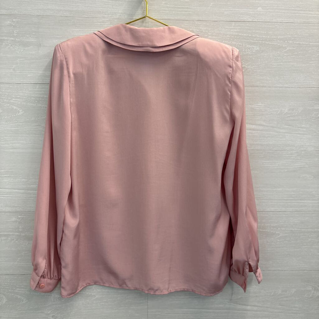 Vintage Wilroy Pink Silky Long Sleeve Button Down Top 16