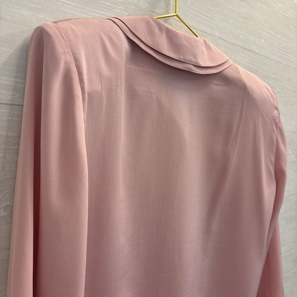 Vintage Wilroy Pink Silky Long Sleeve Button Down Top 16