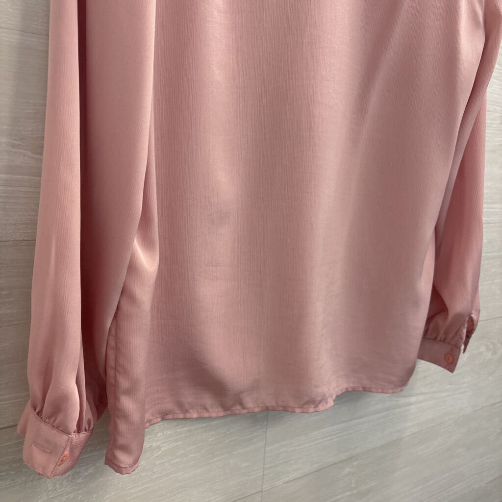 Vintage Wilroy Pink Silky Long Sleeve Button Down Top 16