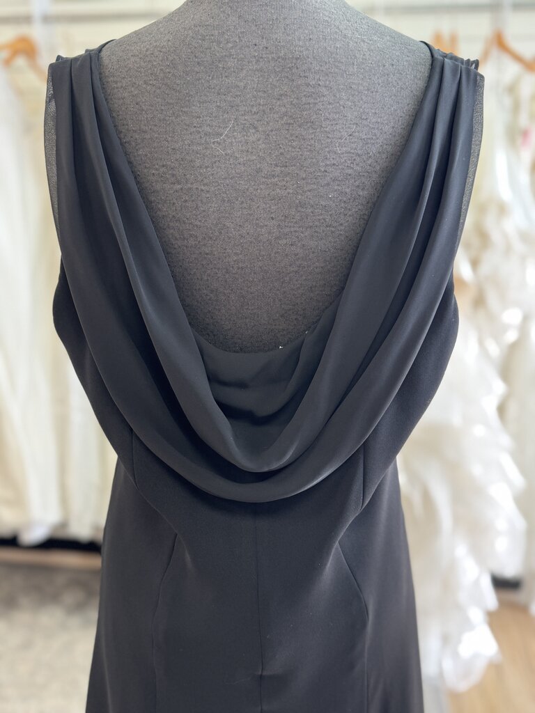 Evan Picone Black Embellished High Neck Tea Length Dress 16