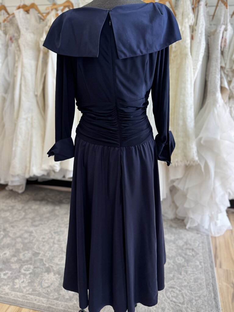 Jessica Howard Navy Long Sleeve Tea Length Dress 16