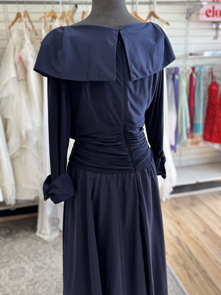 Jessica Howard Navy Long Sleeve Tea Length Dress 16