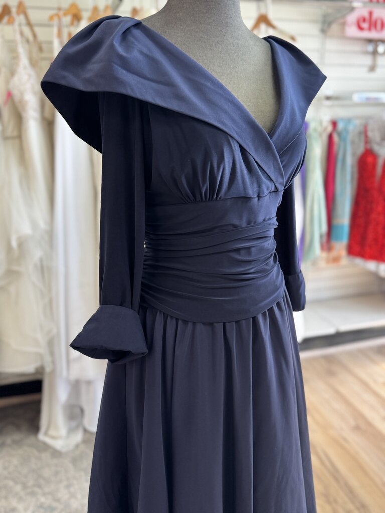Jessica Howard Navy Long Sleeve Tea Length Dress 16