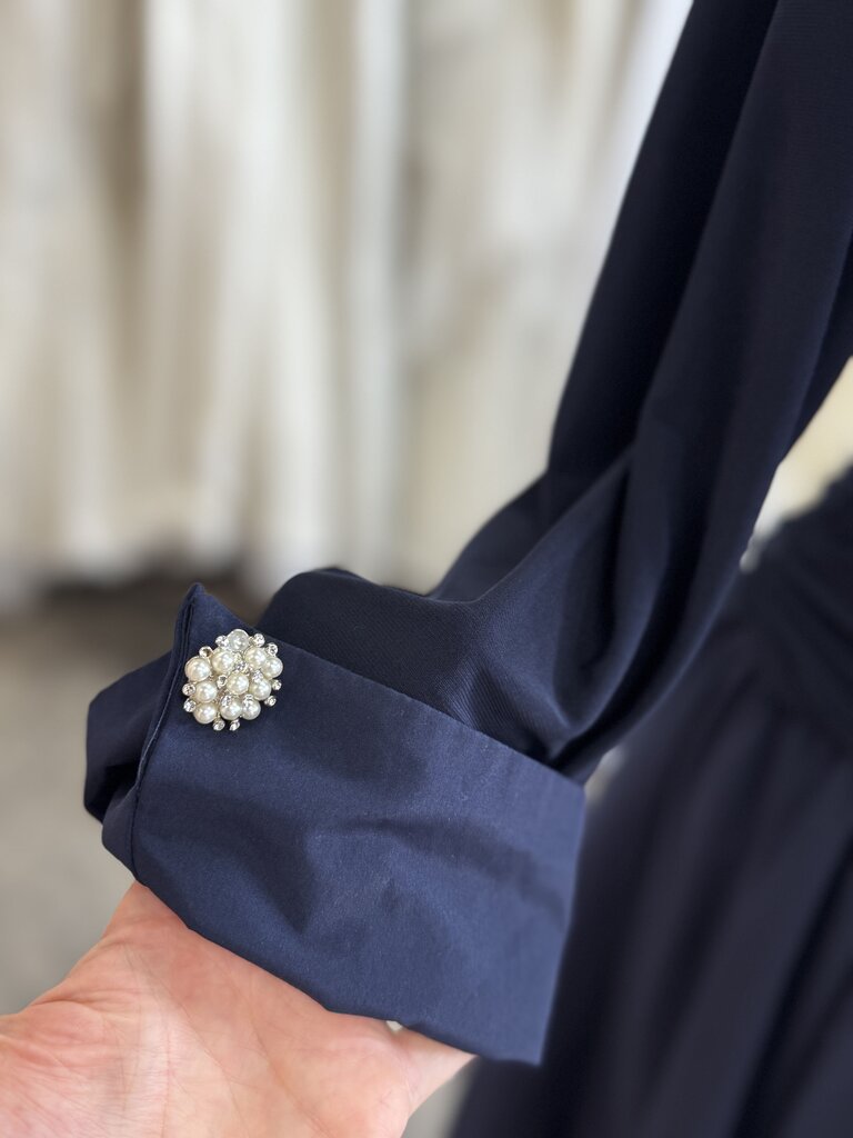 Jessica Howard Navy Long Sleeve Tea Length Dress 16