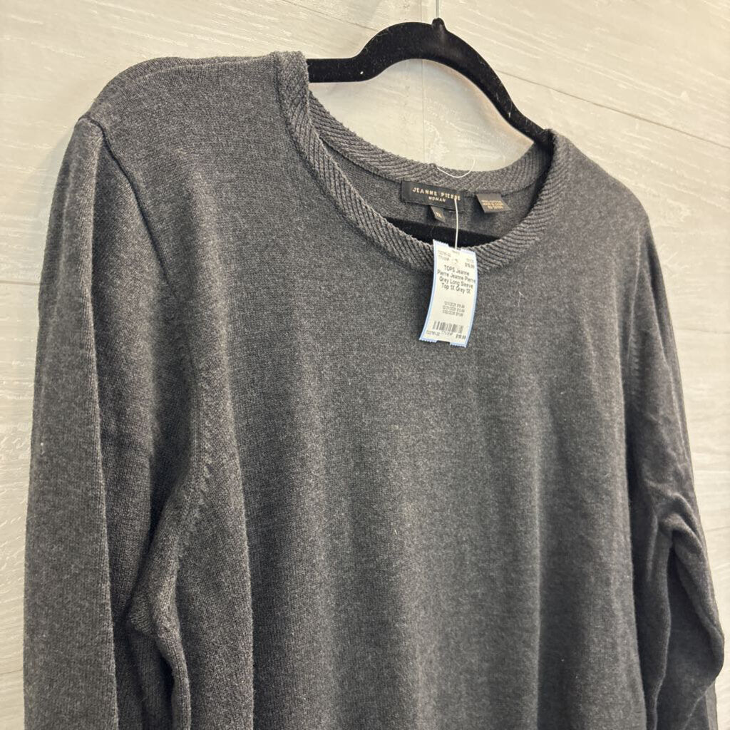 Jeanne Pierre Grey Long Sleeve Top 1X