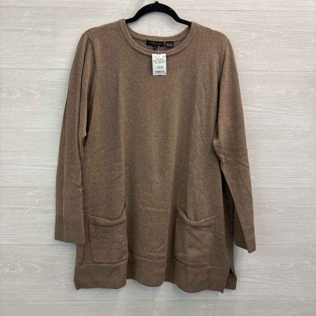 Jeanne Pierre Brown Long Sleeve Top 1X