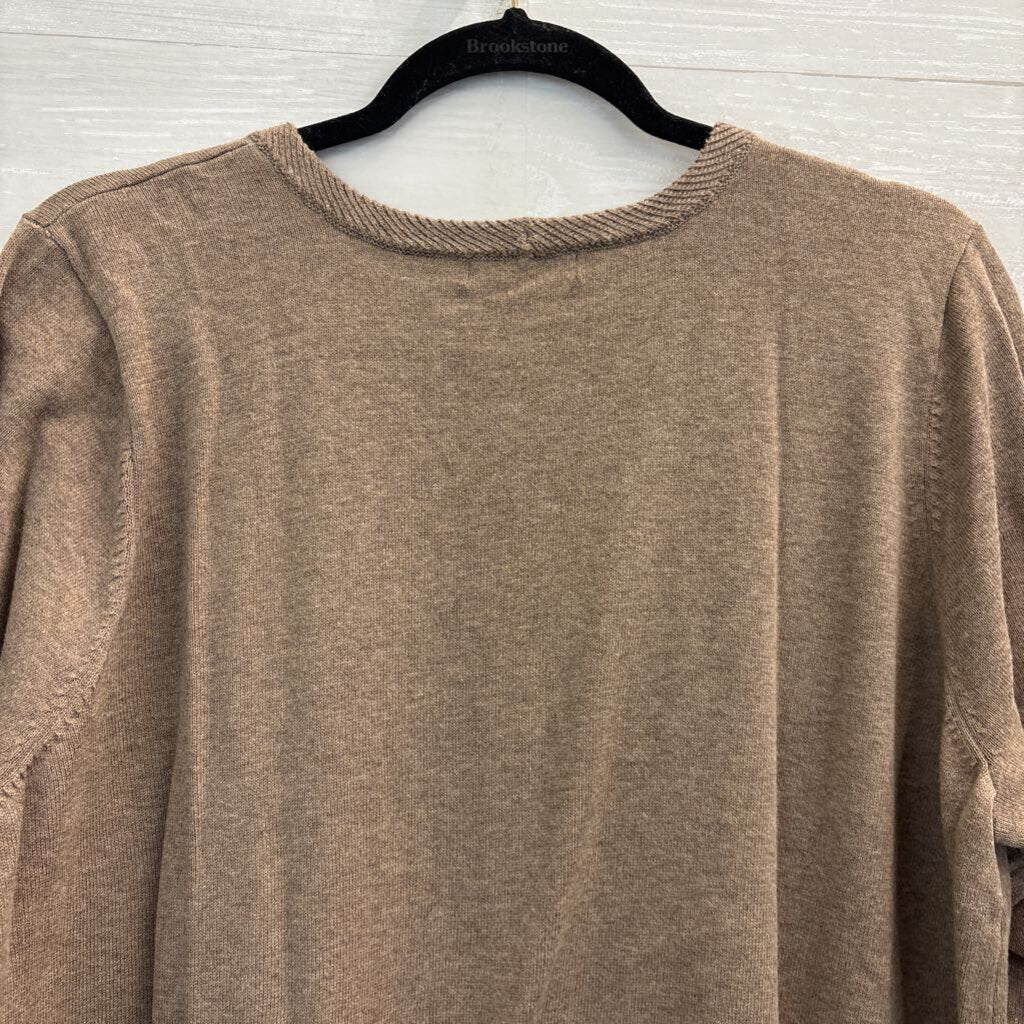 Jeanne Pierre Brown Long Sleeve Top 1X