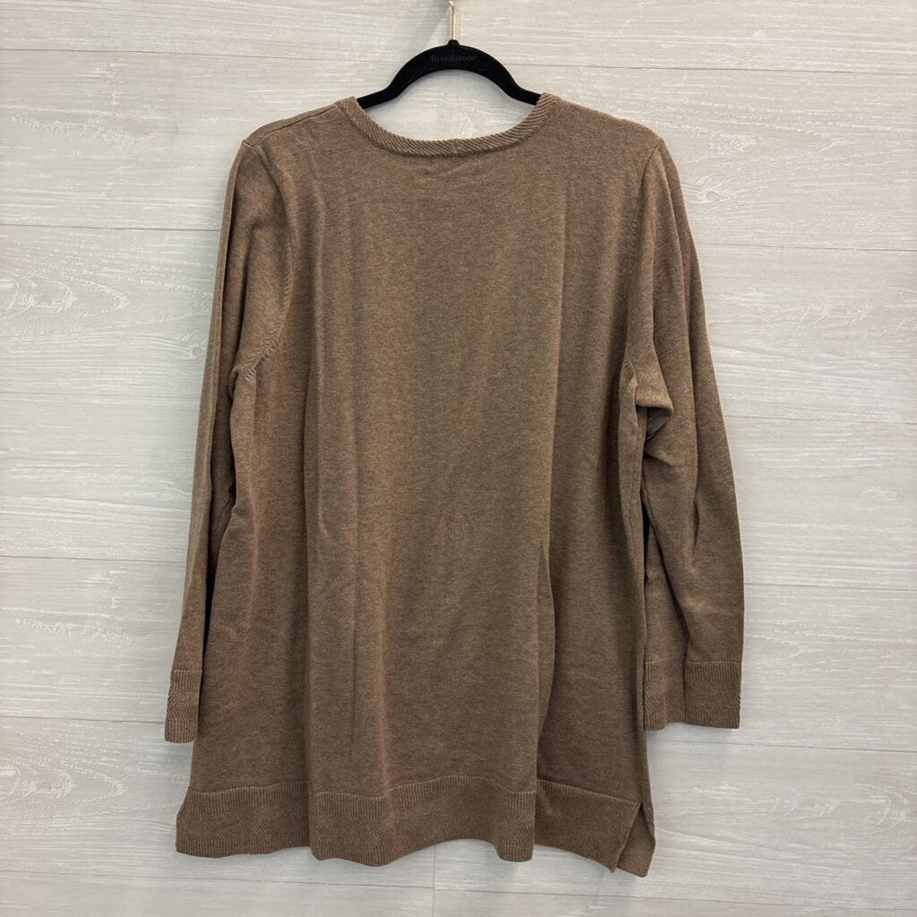 Jeanne Pierre Brown Long Sleeve Top 1X