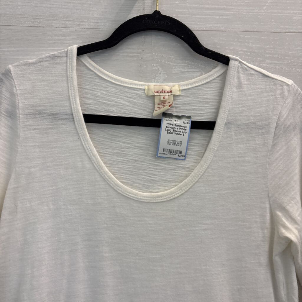 Sundance White Long Sleeve Top Small