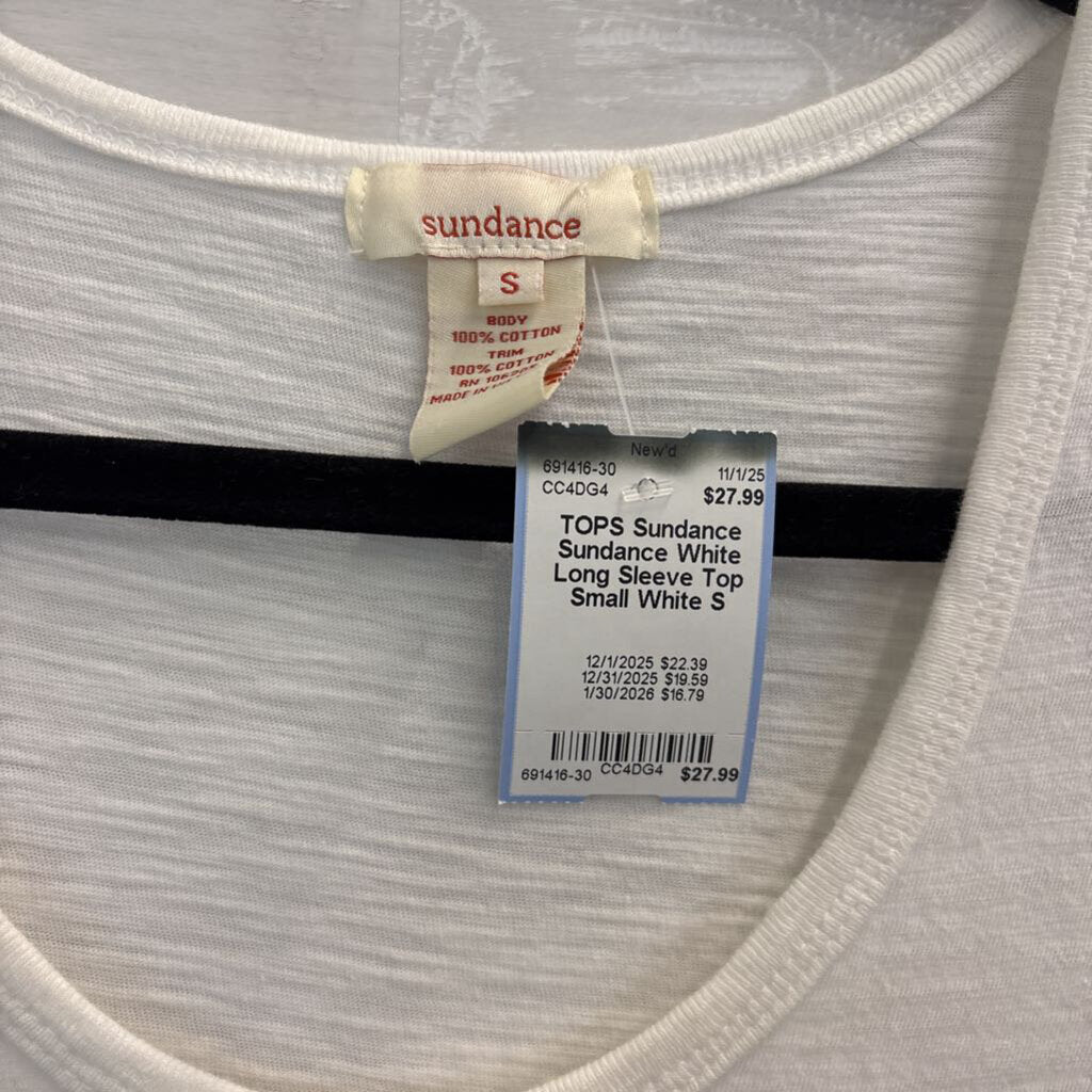 Sundance White Long Sleeve Top Small