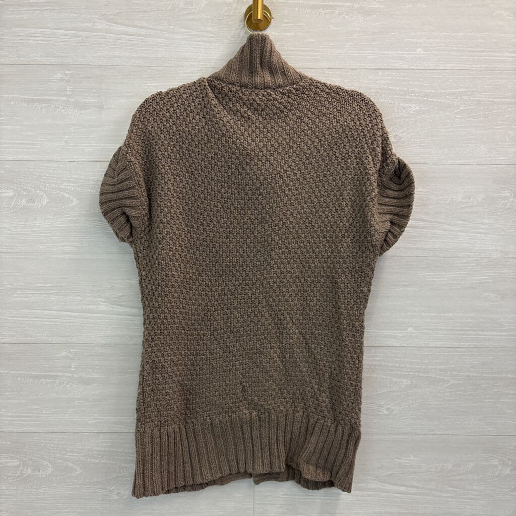 Eddie Bauer Brown Knit Short Sleeve Button Front Sweater Top Extra Small