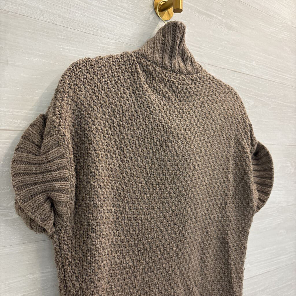 Eddie Bauer Brown Knit Short Sleeve Button Front Sweater Top Extra Small