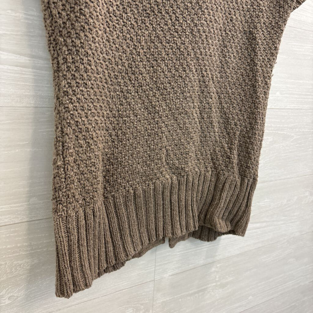 Eddie Bauer Brown Knit Short Sleeve Button Front Sweater Top Extra Small