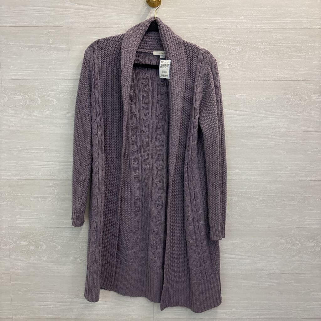 Boden Purple Cable Knit Open Front Cardigan Sweater 4