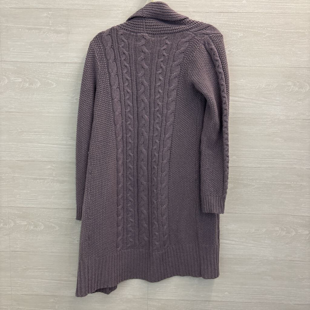 Boden Purple Cable Knit Open Front Cardigan Sweater 4