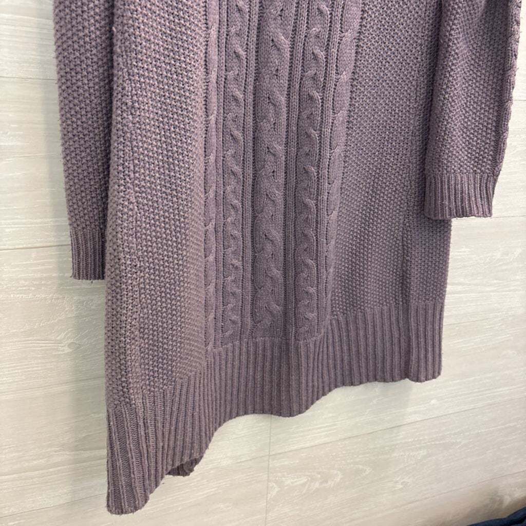 Boden Purple Cable Knit Open Front Cardigan Sweater 4