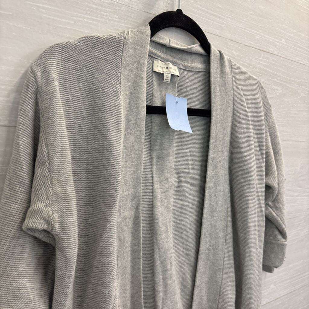 Lucky Brand Grey Knit Open Front Sweater Extra Small