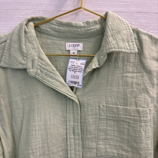 J Crew Green Long Sleeve Button Down Top Medium