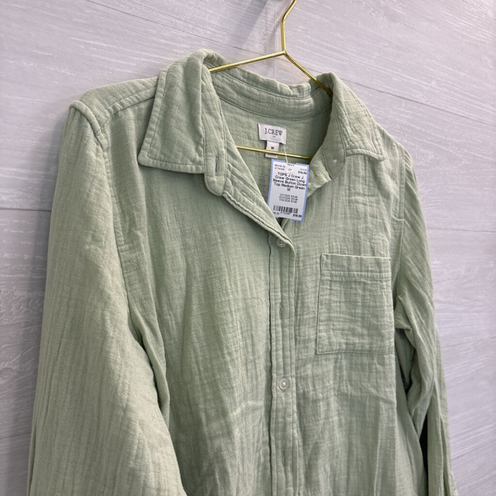 J Crew Green Long Sleeve Button Down Top Medium
