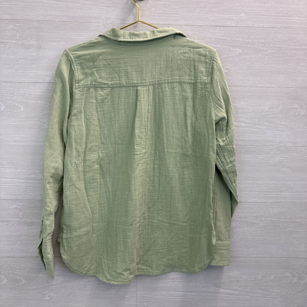 J Crew Green Long Sleeve Button Down Top Medium