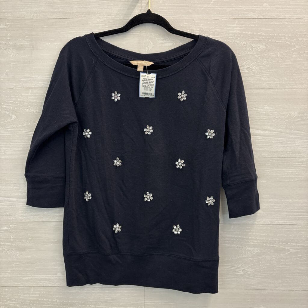 Banana Republic Black Embellished Long Sleeve Top Extra Small
