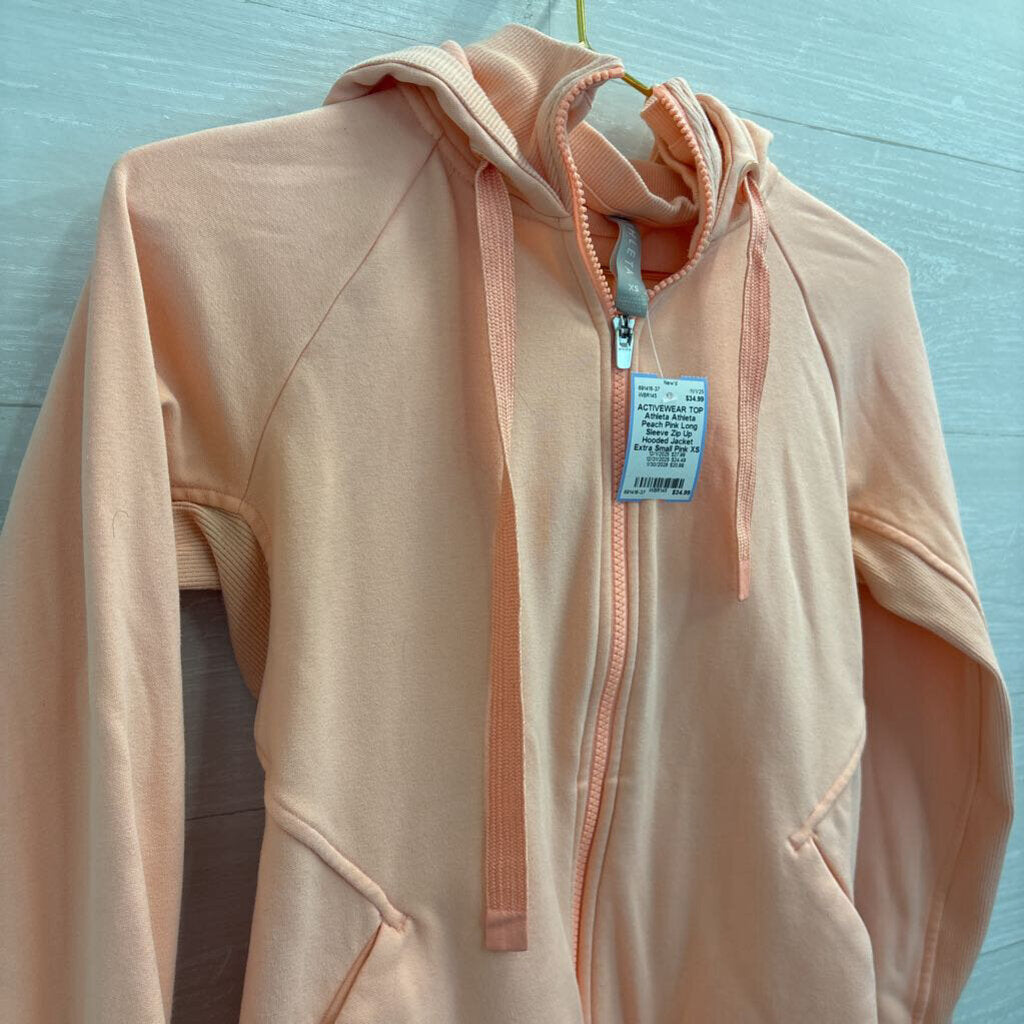 Athleta Peach Pink Long Sleeve Zip Up Hooded Jacket Extra Small