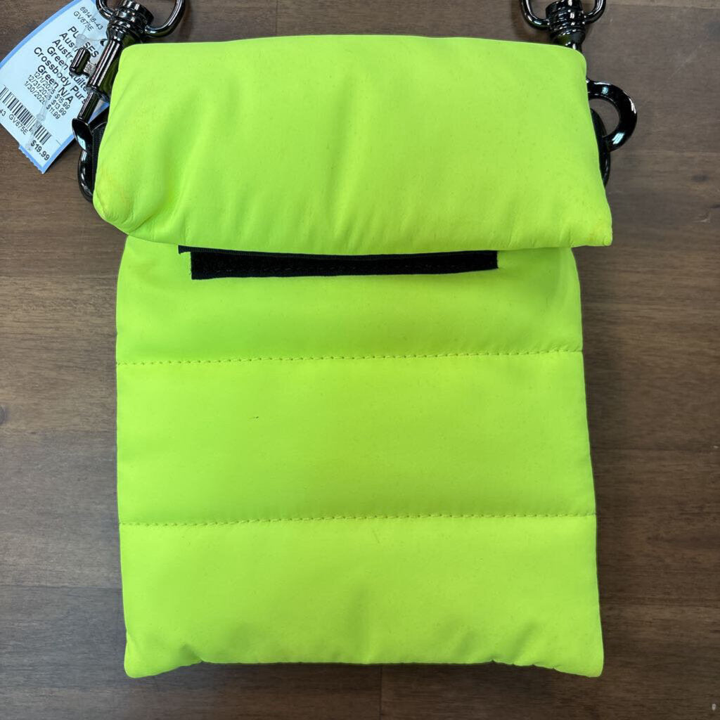 Welle Australia Neon Green Quilted Crossbody Purse