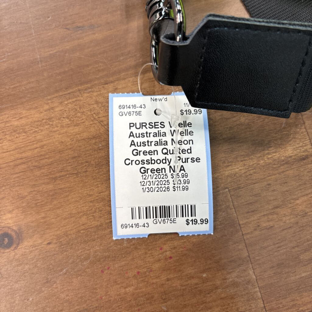 Welle Australia Neon Green Quilted Crossbody Purse