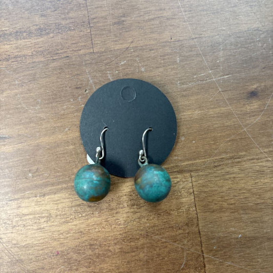 Blue Beaded Ball Drop Earrings