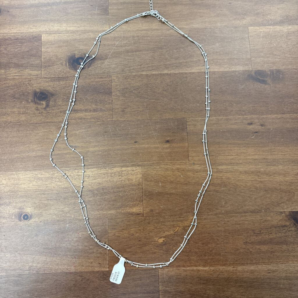 Silver Long Layered Necklace