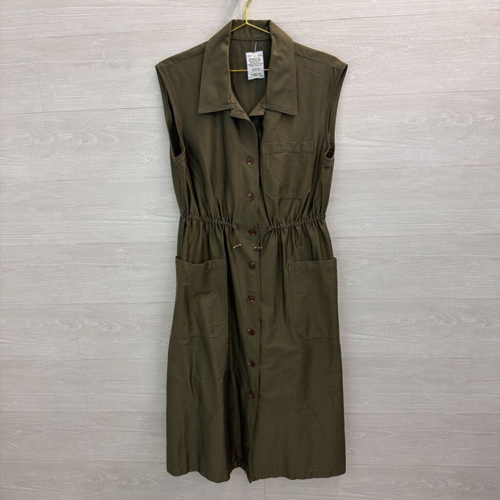 Calvin Klein Button Front Cinched Waist Dress Medium