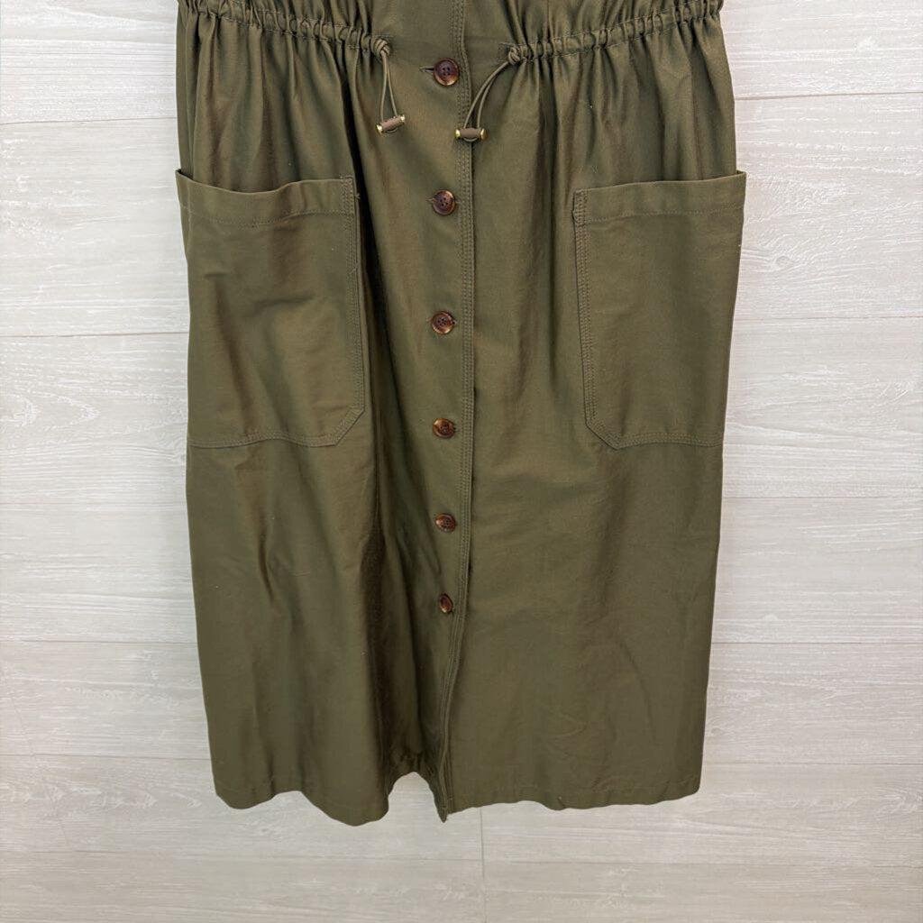 Calvin Klein Button Front Cinched Waist Dress Medium