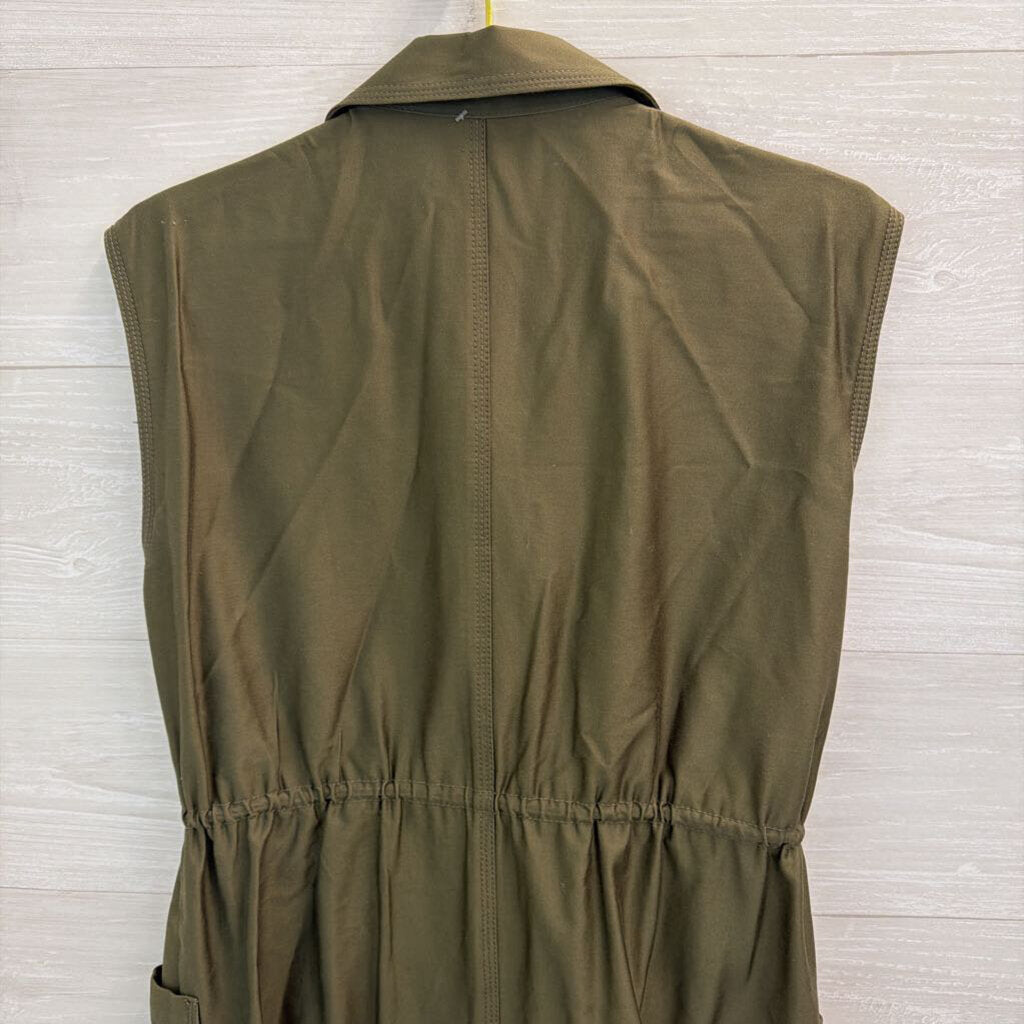 Calvin Klein Button Front Cinched Waist Dress Medium