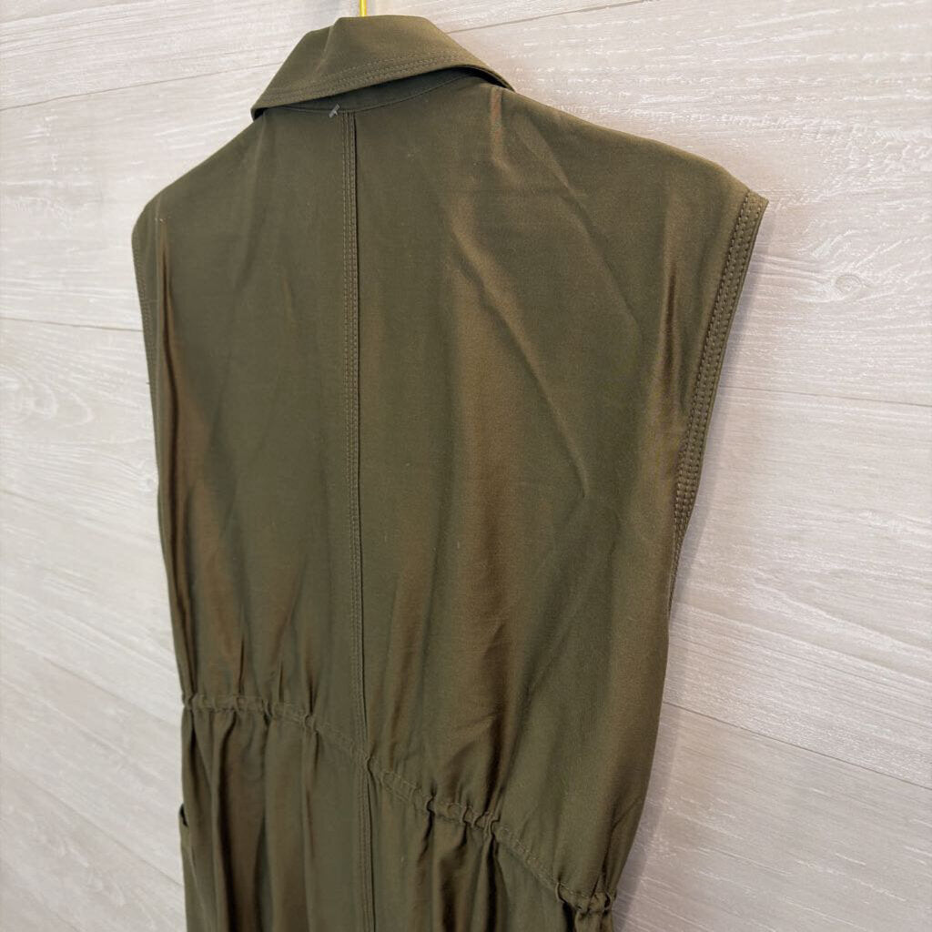 Calvin Klein Button Front Cinched Waist Dress Medium