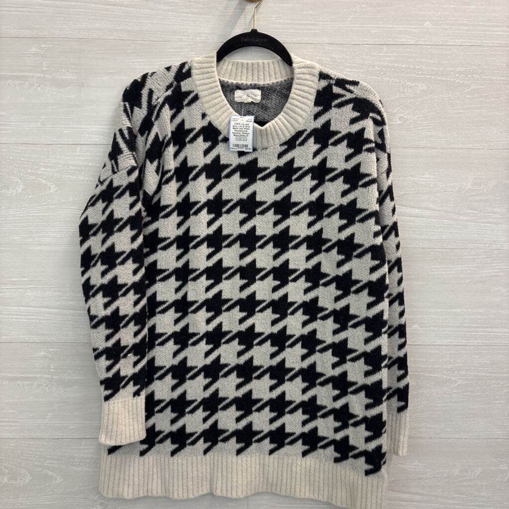 Lou & Grey Black and White Houndstooth Sweater Medium