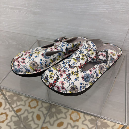 Alegria Classic Leather Butterfly Print Clogs 38