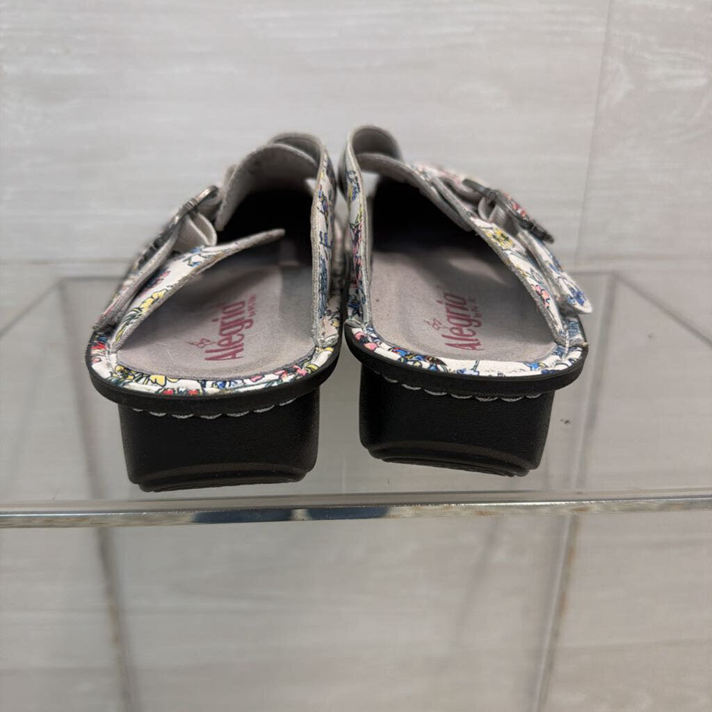 Alegria Classic Leather Butterfly Print Clogs 38